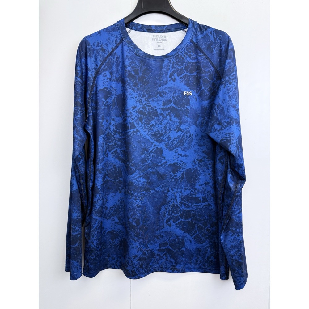 Field & Stream Men's L Pullover Long Sleeve UPF 50 Shirt Smart‎ Wick Blue Print